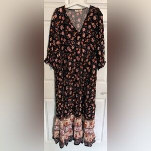 Womens V-Neck Boho Maxi Dress size XL NWOT